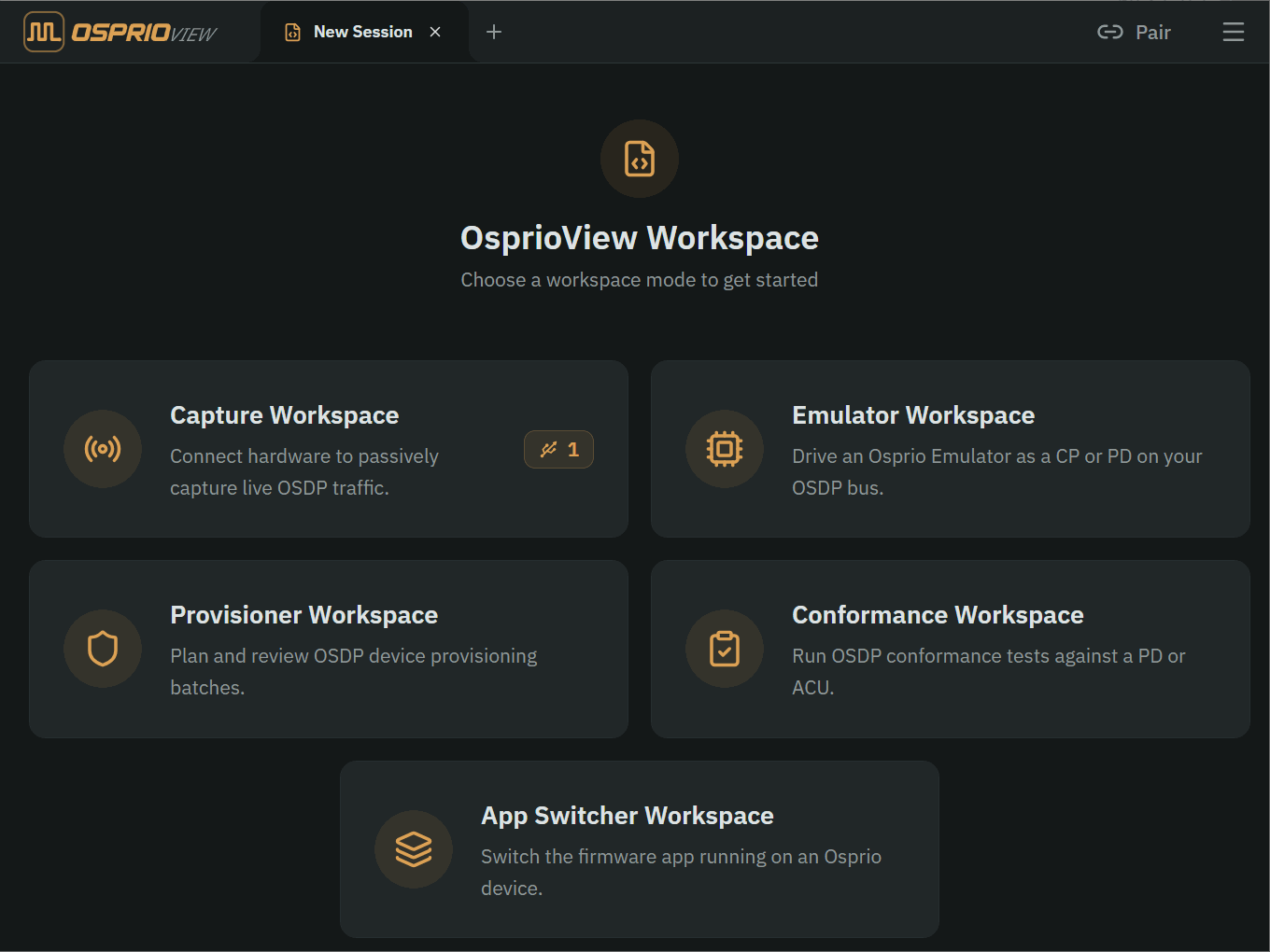 Switching Osprio Mini between workspaces with a firmware switch