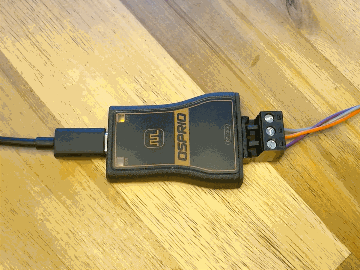 Osprio Mini onboard status LEDs showing app running and error states