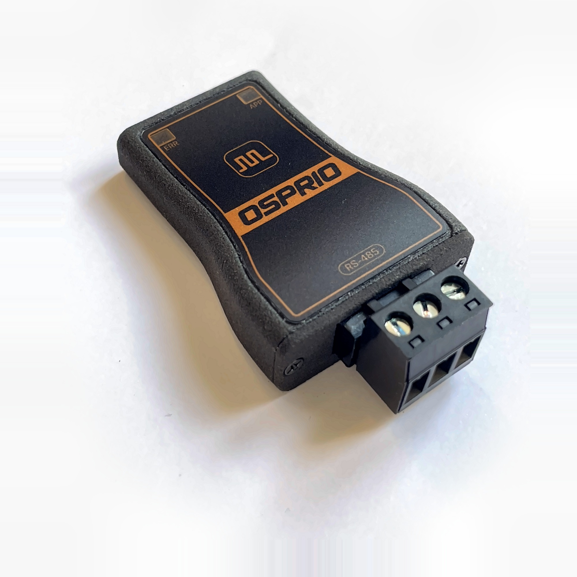 Osprio Mini angled to show the three-way screw terminal