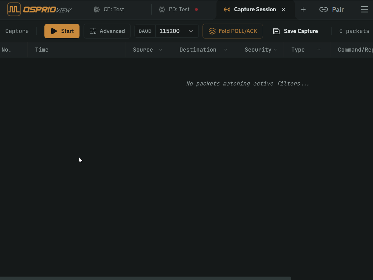 Live RS-485 OSDP capture in Capture Workspace