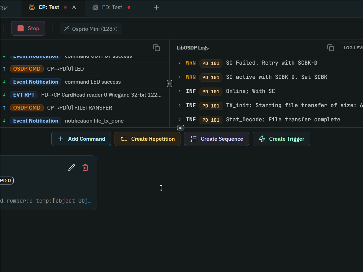 Repetition actions in Emulator Workspace