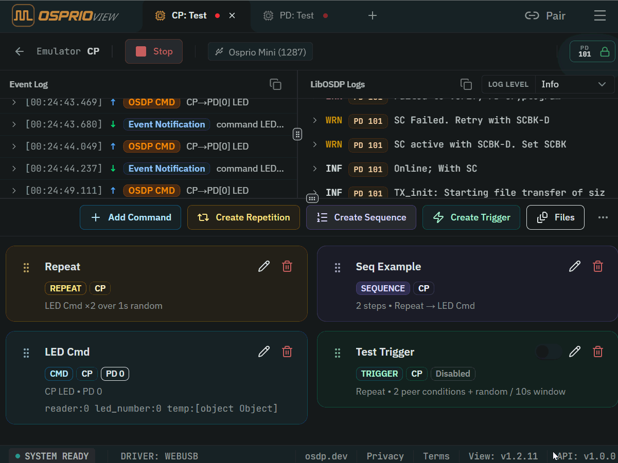 Import and export of action libraries in Emulator Workspace