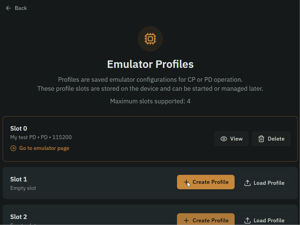 Slot-backed profiles in Emulator Workspace